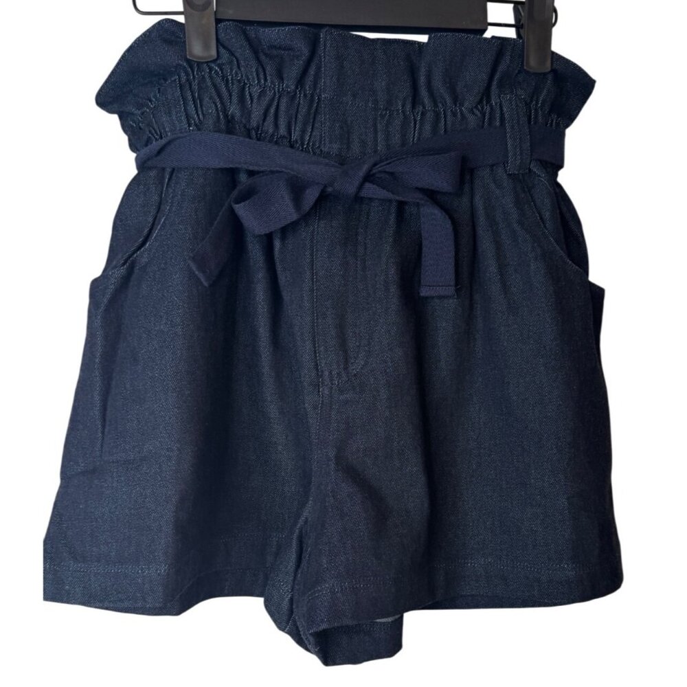2/$30 NWT Choosy Small Paperbag Waist Denim Shorts With Belt Blue Cotton